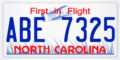 NC license plate ABE7325