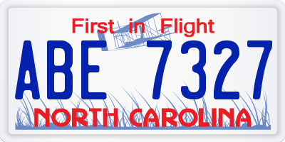 NC license plate ABE7327