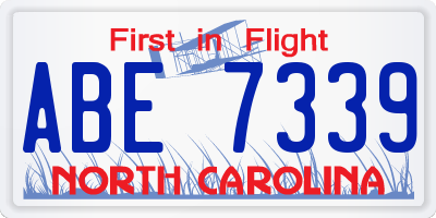 NC license plate ABE7339