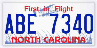 NC license plate ABE7340