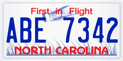 NC license plate ABE7342