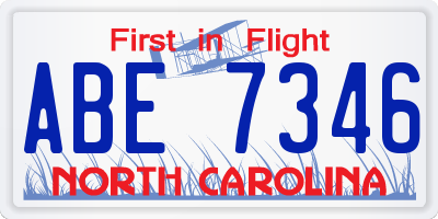 NC license plate ABE7346