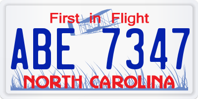 NC license plate ABE7347