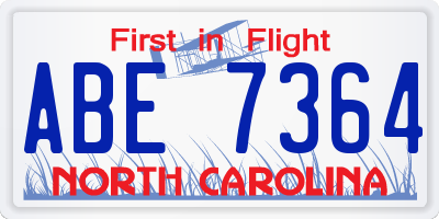 NC license plate ABE7364