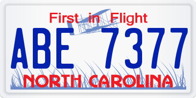 NC license plate ABE7377