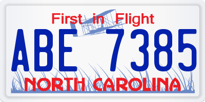 NC license plate ABE7385