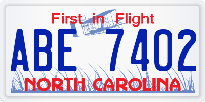 NC license plate ABE7402