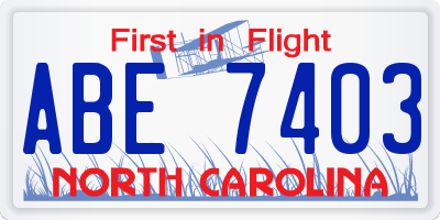 NC license plate ABE7403