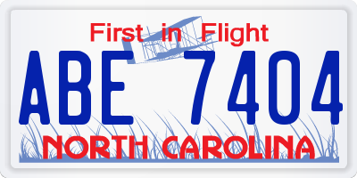 NC license plate ABE7404