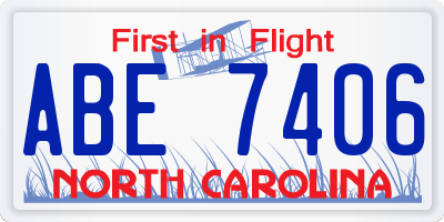 NC license plate ABE7406