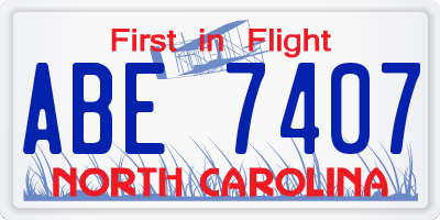 NC license plate ABE7407