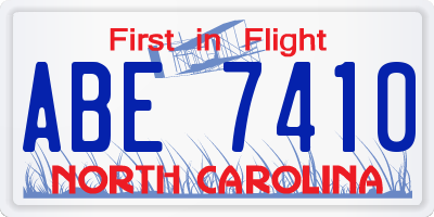 NC license plate ABE7410