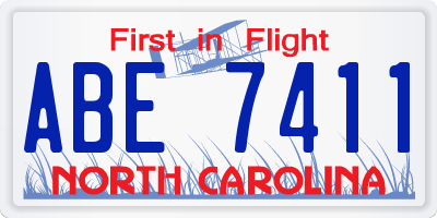 NC license plate ABE7411