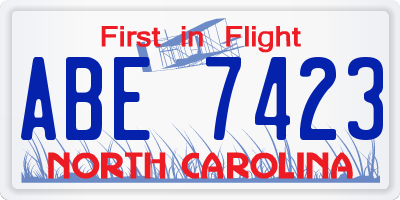 NC license plate ABE7423