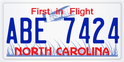 NC license plate ABE7424