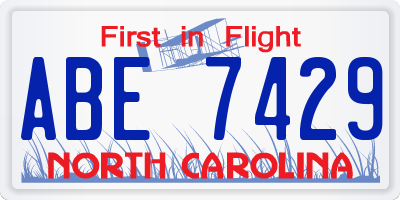 NC license plate ABE7429