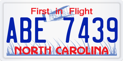 NC license plate ABE7439