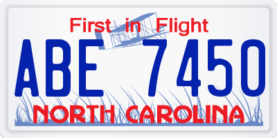 NC license plate ABE7450