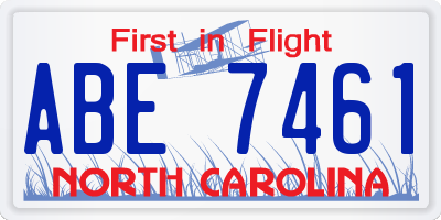 NC license plate ABE7461