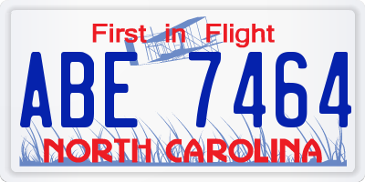 NC license plate ABE7464