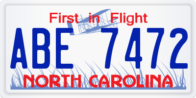NC license plate ABE7472