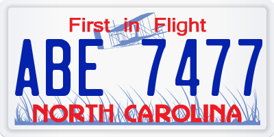 NC license plate ABE7477