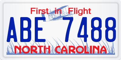 NC license plate ABE7488