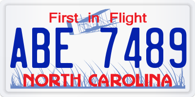 NC license plate ABE7489