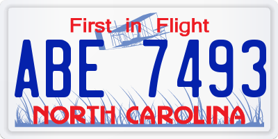 NC license plate ABE7493