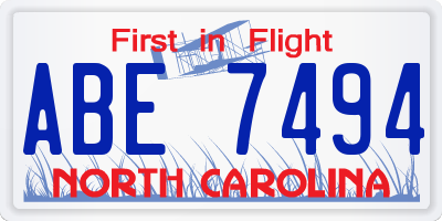 NC license plate ABE7494