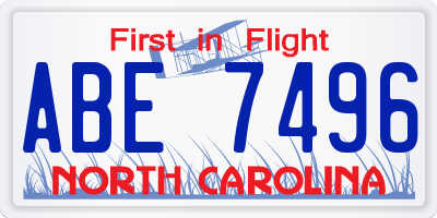 NC license plate ABE7496