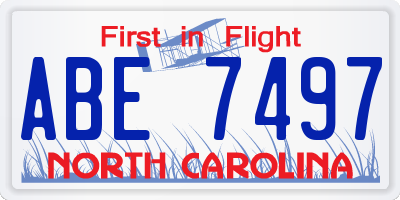 NC license plate ABE7497