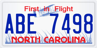 NC license plate ABE7498