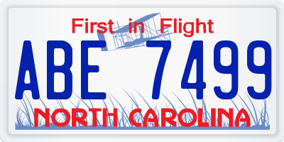 NC license plate ABE7499