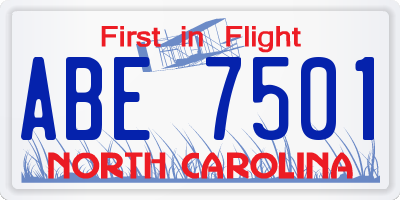 NC license plate ABE7501