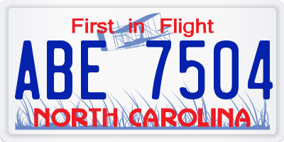 NC license plate ABE7504