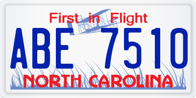 NC license plate ABE7510