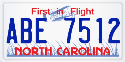 NC license plate ABE7512