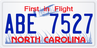 NC license plate ABE7527