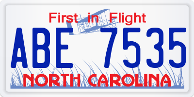 NC license plate ABE7535