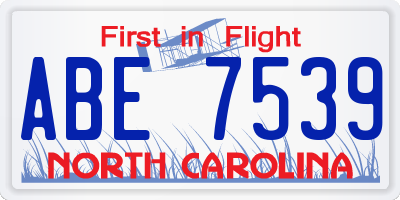 NC license plate ABE7539