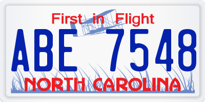 NC license plate ABE7548