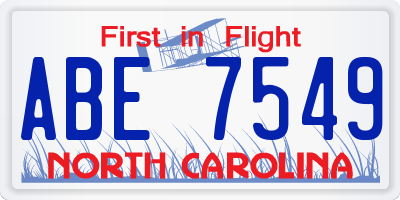NC license plate ABE7549
