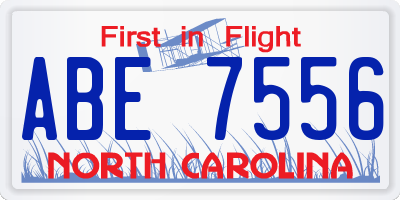 NC license plate ABE7556