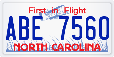 NC license plate ABE7560