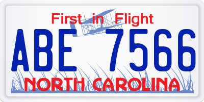 NC license plate ABE7566