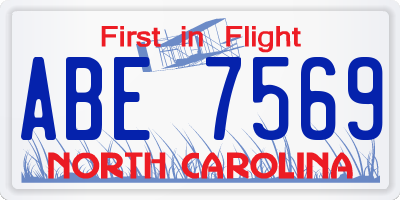 NC license plate ABE7569