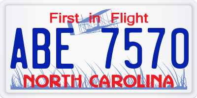 NC license plate ABE7570