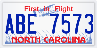 NC license plate ABE7573