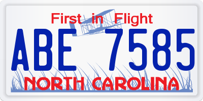 NC license plate ABE7585